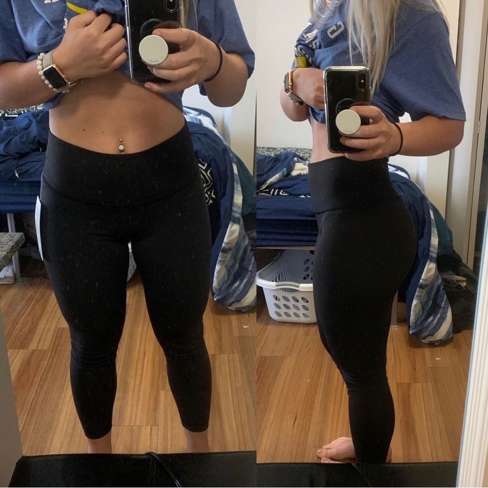 Black Lululemon HR Align Crop 21” leggings Size 10